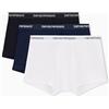 EMPORIO ARMANI 3-Pack Trunk Bermuda, Bianco/AR.Blue/Nero, M Uomo