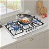 DSYOGX - Piano cottura a gas a 5 fuochi, piano cottura a gas, 5 fuochi, gas in acciaio inox con bottoni e porta pentole, GPL (20Y)/piano di lavoro a gas naturale per cucina, 86 x 51 x 10 cm, 3.3/3