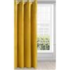 Eurofirany Tenda in Velluto Morbidissimo Oscurante con Occhielli - 1 Pannello, Tenda per Camera da Letto, Cucina, Soggiorno, 140x250 cm, Giallo
