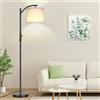 Rottogoon Dimmbare Stehleuchte, Bogen Stehlampen für Wohnzimmer, stufenlos dimmbare Moderne Stehlampe mit Leinenschirm, Hohe Lampe für Schlafzimmer Büro Esszimmer- Schwarz [Energieklasse F]