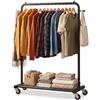 Sywhitta Appendiabiti su ruote, appendiabiti con ripiano inferiore in rete, struttura in metallo robusto, appendiabiti per appendere vestiti, cappotti, gonne, 101 cm di lunghezza x 40,6 cm di