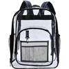 Xdyyjrasa Zaino trasparente, zaino in PVC impermeabile di capacità, borsa trasparente per viaggi scolastici e sport, nero approvato per lo stadio, nero