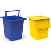 Set 2 contenitori Per Raccolta Differenziata 25L + 30L Per Armadi in Polipropilene Ecobin Giallo e Blu