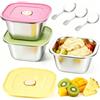 YNNHUDEEP Set di 3 contenitori per gelato da 400 ml, in acciaio inox, con coperchio, ermetici e a prova di perdite, riutilizzabili, per gelato fatto in casa, tiramisu, sorbetto e yogurt congelato