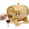 TTISJHK Botte di vino da 5 l, in legno di pino, barile di legno con rubinetto e supporto, ovale, per conservare e maturare, barile da liquore decorativo per casa, bar e feste