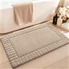 LUMI Tappetino Bagno Morbido Antiscivolo, Tappeto Bagno in Microfibra Super Assorbente, Lavabile in Lavatrice, Asciugatura Rapida, Tappeto Doccia Soffice per Vasca e Bagno, Beige, 40x60 cm