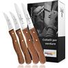 Schwertkrone - Set di 4 coltelli Solingen con manico in legno di faggio dritta curva | spelucchino coltelli ortaggi coltello da cucina affilato | pelatura coltello multiuso in acciaio | 4 pezzi