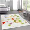 CARPETIA tappeto Dino play con piante e animali antiscivolo piatto resistente robot lavabile atossico camera dei bambini apprendimento divertimento beige 140 x 200 cm