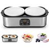 Zinueen Macchina automatica per yogurt e yogurt, 2000 ml, yogurt maker con 2 contenitori in vetro, temperatura regolabile e timer da 48 ore, per yogurt fai da te, yogurt biologico, formaggio, natto