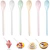 Zeaying 6 Pezzi Colorati Cucchiaio Plastica Dura, Cucchiai Di Plastica Manico Lungo Anti-Goccia, Cucchiaio Da Zuppa Riutilizzabile, Manico lungo in melamina cucchiai per cucina, caffè, bevande, uova