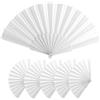 Publiclick Set di 25 ventagli a bastoni di plastica e tessuto poliestere, dimensioni 43 x 23 cm, 47 g, per matrimoni, battesimi, comunioni, ventagli personalizzabili (bianco)