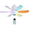 Qiwieod Ventilatore a Soffitto con Luce LED, Telecomando 3 Velocità Altoparlante Musicale, Lampada con Ventilatore per Camera da, per Casa, Dormitorio, Ufficio, Appartamento, Camera da,