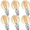 MZYOYO E14 2W LED Lampadina,Lampadina LED Vintage 2W E14,Lampadina Bianca Calda 2W G45 2700K,Sostituisce la Incandescenza 10W,Lampadina Retro Illuminazione,Non Dimmerabile,Ambra,Confezione da 6