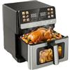 Oyajia Friggitrice ad aria calda, 10 litri, XXL Air Fryer, friggitrice ad aria calda 12 in 1, due elementi riscaldanti Airfryer, pulsanti touch, preparazione senza grassi, finestra di visualizzazione