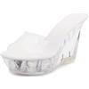 HIKKWXVN Sandali con Zeppa con Plateau Estivi da Donna Sandali con Zeppa Trasparenti con Punta Aperta, Sandali da Spiaggia con Plateau, da Indossare Ogni Giorno per Le Feste,Bianca,36 EU