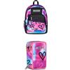 Seven Bundle di Seven Zaino Scuola Media Ragazza, Scuola Elementare, Dual Detach, Sprint Pain Girl, rosa/azzurro + Astuccio Scuola con contenuto