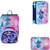 Seven Bundle Zaino Lilo & Stitch Estensibile + Astuccio + Portamerenda Scuola Elementare, Bambina
