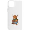 Collezione Animali Che Leggono Custodia per iPhone 14 Plus Simpatica Mucca delle Highland Legge un Libro