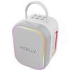 Celly - Speaker Bluetooth 10 W con 2 Microfoni Wireless, LED RGB, Batteria Ricaricabile, Ideale per Bambini e Karaoke, Colore Grigio