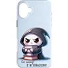 Bookish Bookworm Book Lover for Readers Custodia per iPhone 16 Plus Tristo Reaper Libro Worm Sveglio Scheletro Libri Lettura