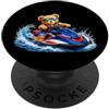 Cute Teddy Bear Print Shapes Mania Coraggioso orsacchiotto su un jet ski ad alta velocità Shapes Mania PopSockets PopGrip Adesivo