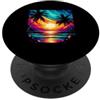 Orange And Aqua Sunset With Palm a Trees Arancione E Aqua Tramonto Con Sagoma Palma A Alberi Spiaggia PopSockets PopGrip Adesivo
