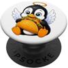 Penguin Taco Food Cartoon Simpatico design con pinguino angelico che mangia taco PopSockets PopGrip Adesivo