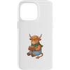 Collezione Animali Che Leggono Custodia per iPhone 14 Pro Max Simpatica Mucca delle Highland Legge un Libro