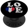 French Heritage Novelty Souvenir Men Wom Love France - Bandiera con cuore, stile vintage, effetto invecchiato, stile francese PopSockets PopGrip Adesivo