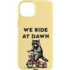 Dawn Rider Raccoon Apparel Custodia per iPhone 15 Plus Raccoon Equitazione Triciclo Noi Cavalchiamo All'alba