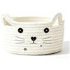 DIYCUT Cesta Porta Giochi Per bambini, Corda di Cotone Intrecciata, Cestino Porta Oggetti, Cestino Portaoggetti Gatto, Bianco Cesta Bambini, per Riporre Asciugamani, Giocattoli e Trucchi