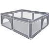 Froadp 200x180x68cm Box per Bambini con Base Antiscivolo e Rete Traspirante, Ampio Parco Giochi di Sicurezza Impermeabile in Tessuto Oxford, Centro di Attività Sicuri per Interni ed Esterni (Grigio)