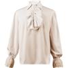 FJKVKDT Camicia medievale vintage da uomo, camicia da pirata da uomo, costume da carnevale classico retrò rinascimentale arricciato, include cintura, Nero , L
