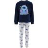 Disney Stitch Pigiama Donna, 2 Pezzi Maglietta e Pantaloni Lunghi Pigiama in Morbido Pile e Cotone, Regalo per Donne, Bambina e Adolescenti (IT, Testo, L, Regular, Regular, Blu)