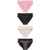 NEXT Donne Confezione da 4 Slip sgambati in Pizzo Stampa Cuore Nero/Rosa 46