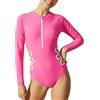 Happy Cherry Costume da Bagno di Un Pezzo Maniche Lunghe con Zip da Ragazze Bambine Costume Intero da Nuoto Protezione Solare Rash Guards con Imbottite Rimovibili, Nero 7-8 Anni