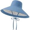 HIVTE Cappello da Sole Donna UPF 50+, Tesa Larga 18 cm, Pieghevole e Traspirante, per Spiaggia e Pesca, Blu