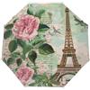 Mexpekil Ombrello pieghevole automatico aperto e chiuso, Parigi Torre Eiffel vintage stampa fiori Decor antivento ombrello compatto per donne e uomini