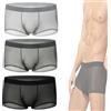 Generico Niksy Underwear, Boxer Trasparenti UltraSottili da Uomo Niksy in Seta ghiacciata, Traspiranti, freschi (3pcs-A,3XL)