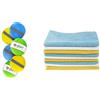 Amazon Basics Confezione da 24 Panni per la Pulizia in Microfibra + Glart 46PP Pad di Lucidatura con Microfibre con l'Elastico, Set da 6: 2 Medie Blu, 2 Verde e 2 Giallo