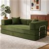 Vipbear Divano disossato, divano a 3 posti in velluto a coste 200 cm, letto pieghevole 5 in 1 convertibile con 2 cuscini in memory foam per camera da letto, verde