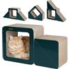 PELUVIO Cubby Tiragraffi in Cartone per Gatti 40 x 25 x 40 cm, Ondulato | Tunnel e Lettino Modulare, per Graffiare e Giocare, Senza Montaggio, Design Leggero