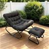 Luestysi Grand Patio Sedia a Dondolo, Soggiorno ComodaSedia a Dondolo con Pouf, Sedia a Dondolo da Interno con Imbottitura, Poltrona a Dondolo Portata 150 kg, per Salotto Terrazza Camera (Grigio)