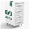 Shally Dogan Cassettiera Mobile Base per Cucina con 4 Cassetti Design Boiserie, Mobiletto Componibile con Struttura in Legno Solida e Resistente, Organizer 40 x 50 x 85H cm (Bianco)