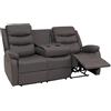 Mendler Poltrona cinema 3 posti HWC-O62, sedia relax TV con braccioli portabicchieri, funzione reclinabile ecopelle - grigio
