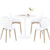 buybyroom Tavolo da pranzo bianco e 4 sedie da pranzo bianche Set di tavolo da pranzo rotondo nordico cucina sedie da pranzo per soggiorno sala da pranzo ufficio scrivania interruzione 80 cm tavolo