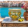 Mondocreazioni Cachepot Vaso in Ceramica siciliana Realizzato e Decorato a Mano Santo Stefano di Camastra Art. Limoni D 28