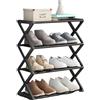 ohfruit Scarpiera a 4 ripiani, struttura stabile di grande capacità, mensola per scarpe, materiale plastico, armadio, ingresso, scarpiera, camera da letto, organizer per scarpe, autoportante, nero