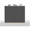 WHOUS Mobiletto Salvaspazio Portaoggetti GARDA con 2 Ante, Mobile Multiuso per Bagno, Cucina e Sala da Pranzo, 80,9x35x70 cm, Antracite Opaco e Rovere
