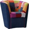 Liberoshopping Poltrona Valentina A POZZETTO in Tessuto Blu e Seduta Tessuto Patchwork (Blu)